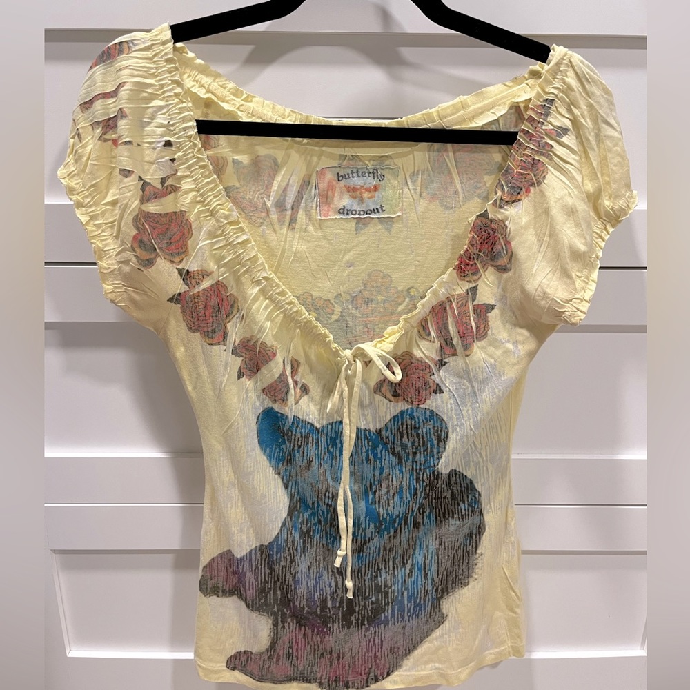 Butterfly dropout tie front yellow top